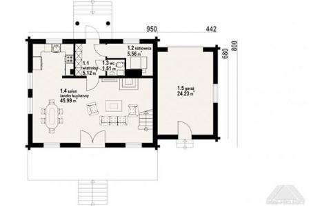 Dom mieszkalny - CISÓW DW 970x890  97.05 m²