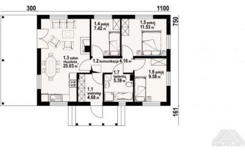 Dom mieszkalny - ZAWOJA DWS 17T 1400x911 67.79 m²