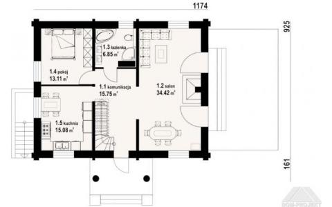 Dom mieszkalny - LUBOMIERZ DW 1174x1086 154.04 m²